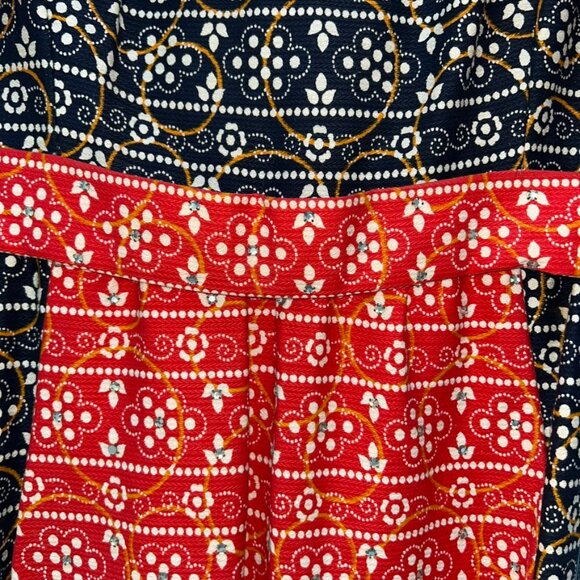 Vintage 1970s Maxi Dress blue red Handkercheif print with triangle scarf 8 - Picture 6 of 8